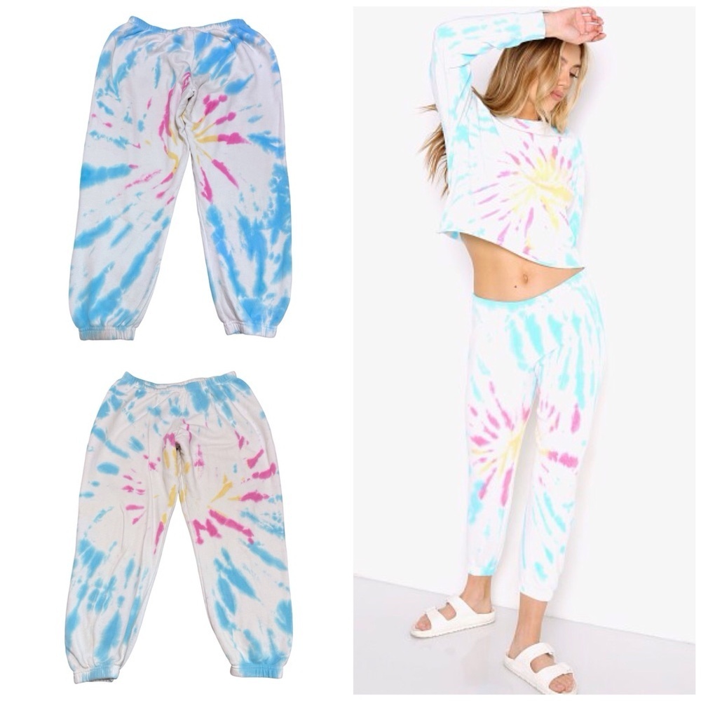 Spiritual Gangster Perfect Terry Tie-Dye Sweatpants Cropped Cotton Size Large